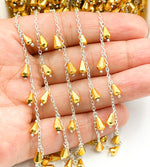Load image into Gallery viewer, Golden Pyrite Drop Dangle 925 Sterling Silver Wire Chain. PYR28