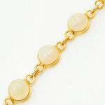 Load image into Gallery viewer, Ethiopian Opal Round Shape Bezel Gold Plated Wire Chain. ETH9
