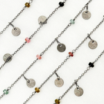 Load image into Gallery viewer, Multi Tourmaline and Dangle Disc Oxidized Wire Chain. MTO10