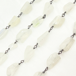 Load image into Gallery viewer, White Moonstone Organic Shape Oxidized Wire Chain. WMS30