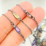 Load image into Gallery viewer, Multi Color Cubic Zirconia Rectangular Shape Connected Chain. CZ46