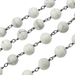 Load image into Gallery viewer, Howlite Gemstone Round Shape Chain. HO3
