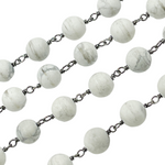 Load image into Gallery viewer, Howlite Gemstone Round Shape Chain.
