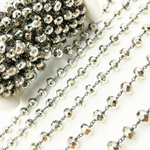 Load image into Gallery viewer, Steel Pyrite Faceted Rondel Oxidized Wire Chain. PYR39