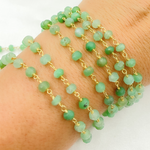 Load image into Gallery viewer, Chrysoprase Gemstone Faceted Rondels Wire Wrapped Chain.