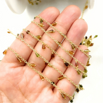 Load image into Gallery viewer, Multi Tourmaline Drop Dangle Gold Plated Wire Chain. MTO11