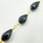 Load image into Gallery viewer, Black Spinel Tear Drop Shape Gold Plated Wire Chain. BSP43
