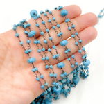 Load image into Gallery viewer, Turquoise Double Oxidized Connected Wire Chain. TRQ47