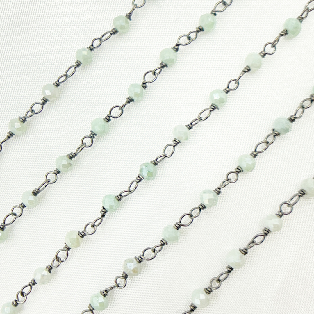 Coated Aventurine Oxidized Wire Chain. AVE1