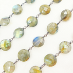 Load image into Gallery viewer, Labradorite Oxidized Wire Chain. LAB64
