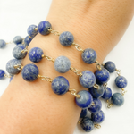 Load image into Gallery viewer, Lapis Lazuli Round Gold Plated Wire Chains