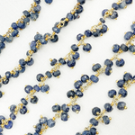 Load image into Gallery viewer, Dyed Blue Sapphire Cluster Dangle Gold Plated Wire Chain.