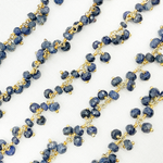 Load image into Gallery viewer, Dyed Blue Sapphire Cluster Dangle Gold Plated Wire Chain. SAP10
