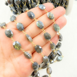 Load image into Gallery viewer, Coated Labradorite Oval Shape Gold Plated Wire Chain. CLB40