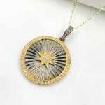 Load image into Gallery viewer, GDP808. 14k Solid Gold and Black Rhodium Sterling Silver Diamond Circle Star Charm