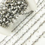Load image into Gallery viewer, Coated Labradorite with Pearl Oxidized Wire Chain. CLB31