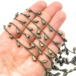 Load image into Gallery viewer, Pyrite Drop Dangle Oxidized Wire Chain. PYR25