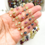 Load image into Gallery viewer, Multi Sapphire Ombre Gold Plated Wire Chain. MSA30