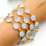 Load image into Gallery viewer, Opalite Round Shape Bezel Gold Plated Wire Chain. OPA4