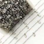 Load image into Gallery viewer, Coated Peach Moonstone & CZ Dangle Oxidized Wire Chain. CMS38