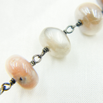 Load image into Gallery viewer, Coated Taupe Smooth Moonstone Oxidized Wire Chain. CMS69