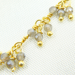 Load image into Gallery viewer, Coated Grey Moonstone Cluster Dangle Gold Plated Wire Chain. CMS40