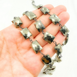 Load image into Gallery viewer, Steel Pyrite Rectangular Shape Oxidized Wire Chain. PYR38