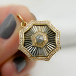 Load image into Gallery viewer, KSG55. 14k Solid Gold and Sterling Silver Black Rhodium Diamonds Shape Charm