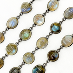 Load image into Gallery viewer, Labradorite Mix Shape Bezel Wire Chain. LAB16