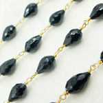 Load image into Gallery viewer, Black Spinel Tear Drop Shape Gold Plated Wire Chain. BSP43
