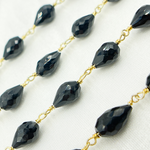 Load image into Gallery viewer, Black Spinel Tear Drop Shape Gold Plated Wire Chain. BSP43
