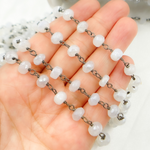 Load image into Gallery viewer, Coated Natural Chalcedony Oxidized Wire Chain. CNC1