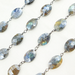 Load image into Gallery viewer, Coated Labradorite Oval Shape Oxidized Wire Chain. CLB52