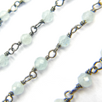 Load image into Gallery viewer, Aqua Blue gemstone Oxidized 925 Sterling Silver Wire Chain.