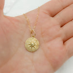 Load image into Gallery viewer, GDP170. 14k Solid Gold Diamond Circle Star Charm