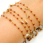 Load image into Gallery viewer, Garnet & CZ Dangle Gold Plated Wire Chain