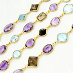 Load image into Gallery viewer, Multi Gemstone Bezel Gold Plated Wire Chain. MGS22
