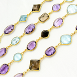 Load image into Gallery viewer, Multi Gemstone Bezel Gold Plated Wire Chain.