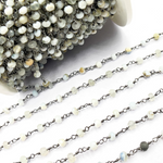 Load image into Gallery viewer, Blue Lace Agate Black Rhodium 925 Sterling Silver Wire Chain. BLA1