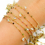 Load image into Gallery viewer, Multi Tourmaline & CZ Dangle Gold Plated Wire Chain. MTO17