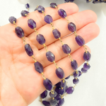 Load image into Gallery viewer, Amethyst Oval Faceted Shape Gold Plated Wire Chains