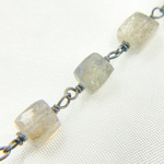 Load image into Gallery viewer, Labradorite Cube Oxidized Wire Chain. LAB66