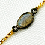 Load image into Gallery viewer, White Moonstone Bezel Set Oval & Pear Shape CZ Dangle Wire Chain. LAB13