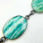 Load image into Gallery viewer, Amazonite Oval Shape Oxidized Wire Chain. AMZ3
