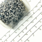 Load image into Gallery viewer, Labradorite Drop Dangle Oxidized Wire Chain. LAB107