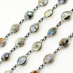 Load image into Gallery viewer, Coated Labradorite Round Shape Bezel Oxidized Wire Chain. CLB71
