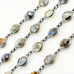 Load image into Gallery viewer, Coated Labradorite Round Shape Bezel Oxidized Wire Chain. CLB71