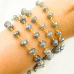 Load image into Gallery viewer, Coated Labradorite Gold Plated Wire Chain. CLB44