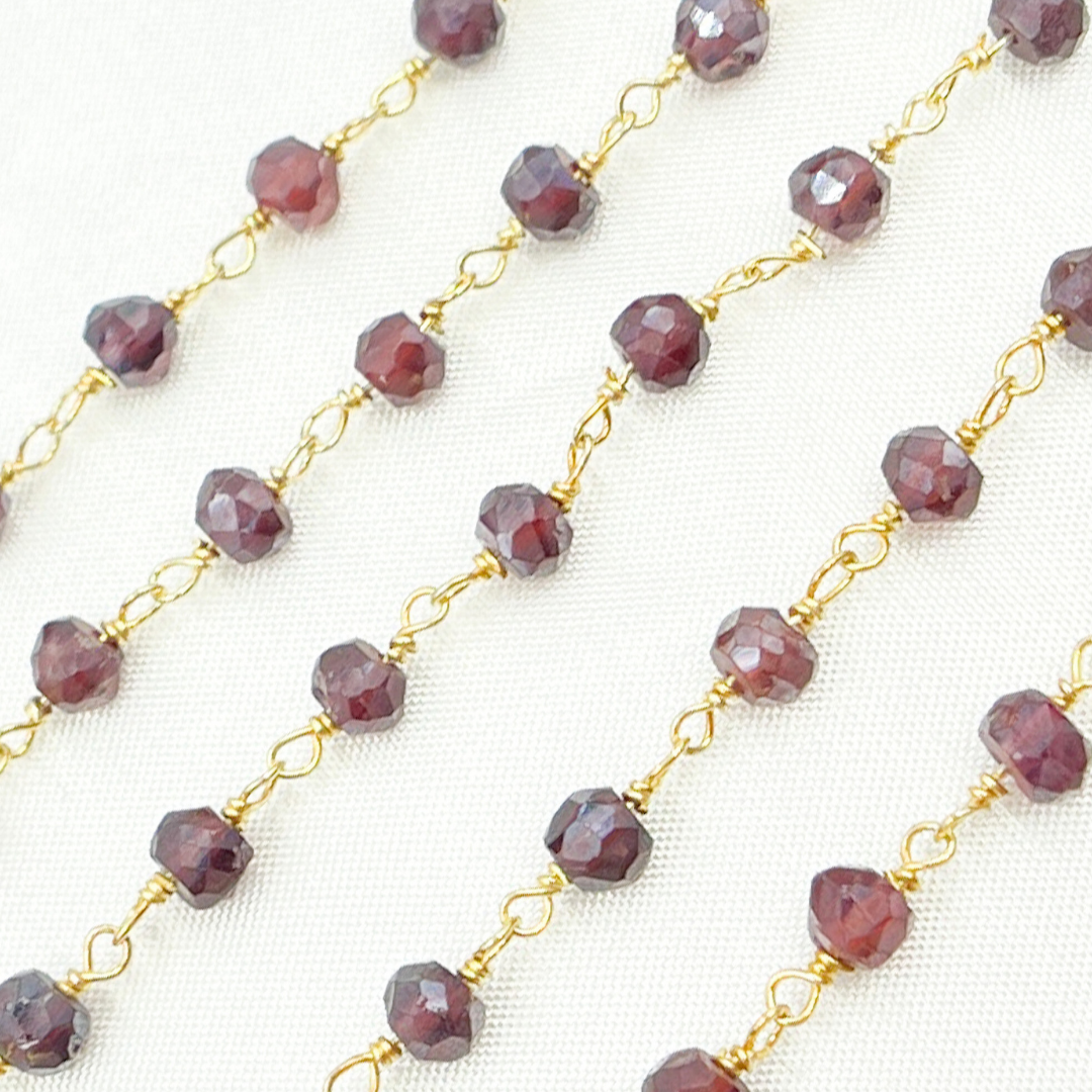 Coated Garnet Gold Plated Wire Chain. CGR2