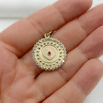 Load image into Gallery viewer, 14K Solid Gold Diamond Circle with Heart Charm. GDP435